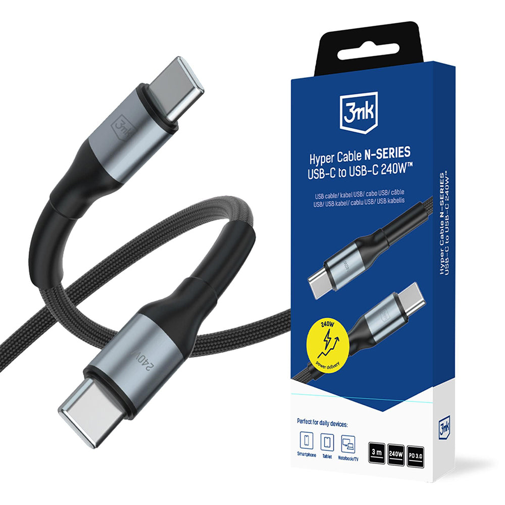 USB-C Data and Charging Cable - USB-C 3MK Hyper N Thunderbolt 4, 240W, 3m, Black