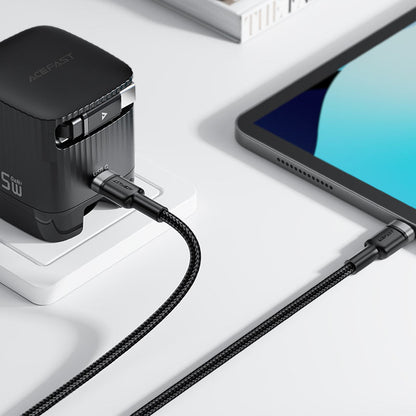 Câble de Données et de Charge USB-C - 2 x USB-C Acefast C22-02, 100W, 1.25m, Noir