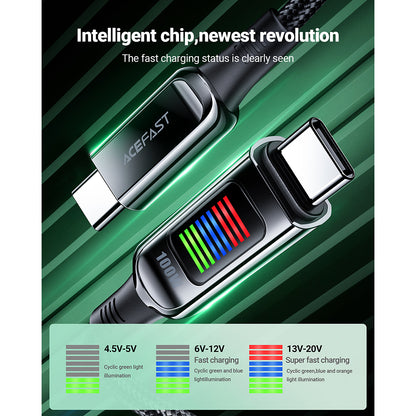 USB-C Data and Charging Cable - USB-C Acefast C7-03, 100W, 1.2m, Black