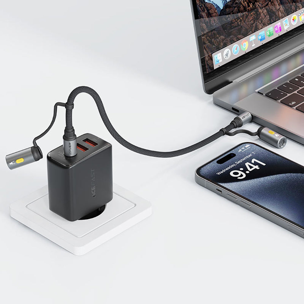 Câble de Données et de Charge USB-C / Lampe Torche - USB-C / Briquet Acefast J4, 60W, 1.2m, Noir