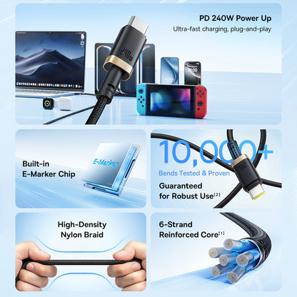 USB-C Daten- und Ladekabel - USB-C Baseus Dura, 240W, 1m, Gold Schwarz P10377803U03-00