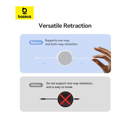 Câble de Données et de Charge USB-C - USB-C Baseus Pathfinder Rétractable, 100W, 1m, Blanc P10368400211-00