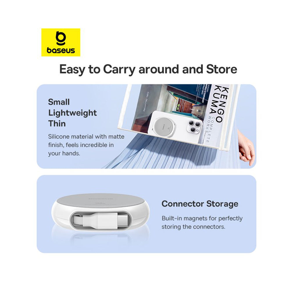 Câble de Données et de Charge USB-C - USB-C Baseus Pathfinder Rétractable, 100W, 1m, Blanc P10368400211-00