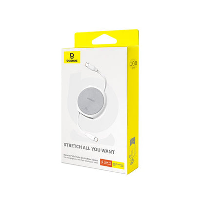 Câble de Données et de Charge USB-C - USB-C Baseus Pathfinder Rétractable, 100W, 1m, Blanc P10368400211-00