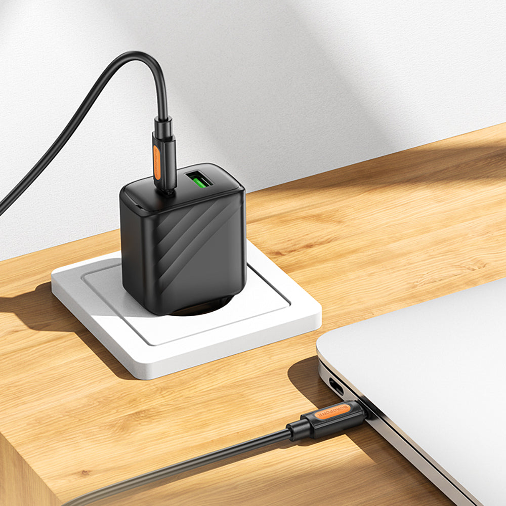 USB-C Daten- und Ladekabel - USB-C Borofone BX114 Silikon, 60W, 1m, Schwarz