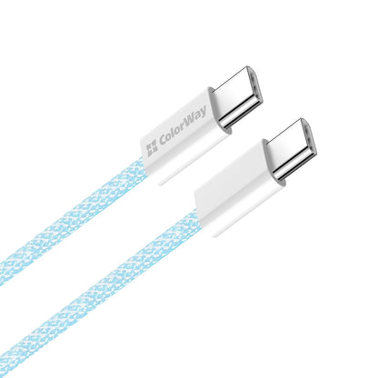 Câble de Données et de Charge USB-C - USB-C ColorWay CW-CBPDCC061, 60W, 1m, Bleu