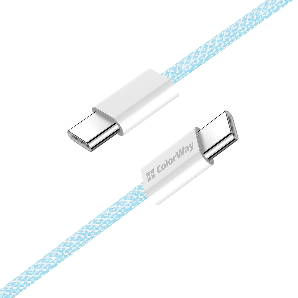 Câble de Données et de Charge USB-C - USB-C ColorWay CW-CBPDCC061, 60W, 1m, Bleu