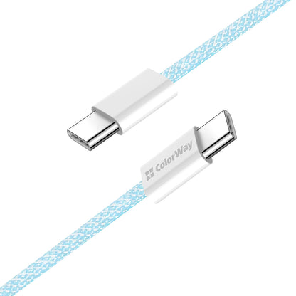 Câble de Données et de Charge USB-C - USB-C ColorWay CW-CBPDCC061, 60W, 1m, Bleu