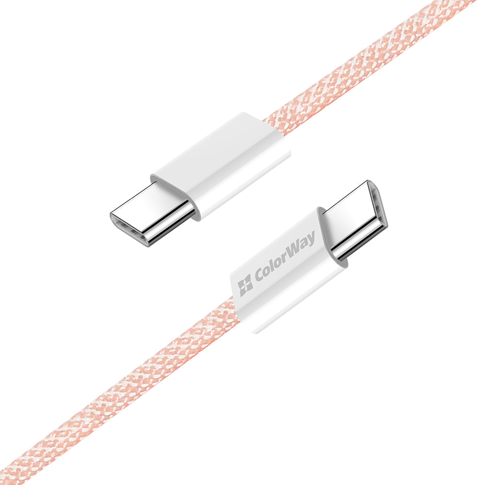 Câble de Données et de Charge USB-C - USB-C ColorWay CW-CBPDCC061, 60W, 1m, Rose