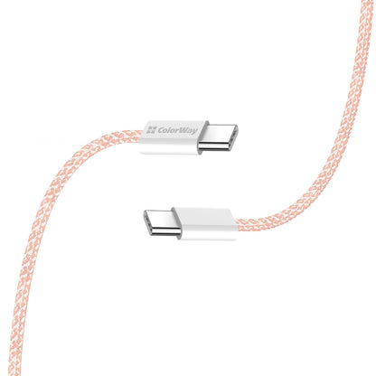 Câble de Données et de Charge USB-C - USB-C ColorWay CW-CBPDCC061, 60W, 1m, Rose