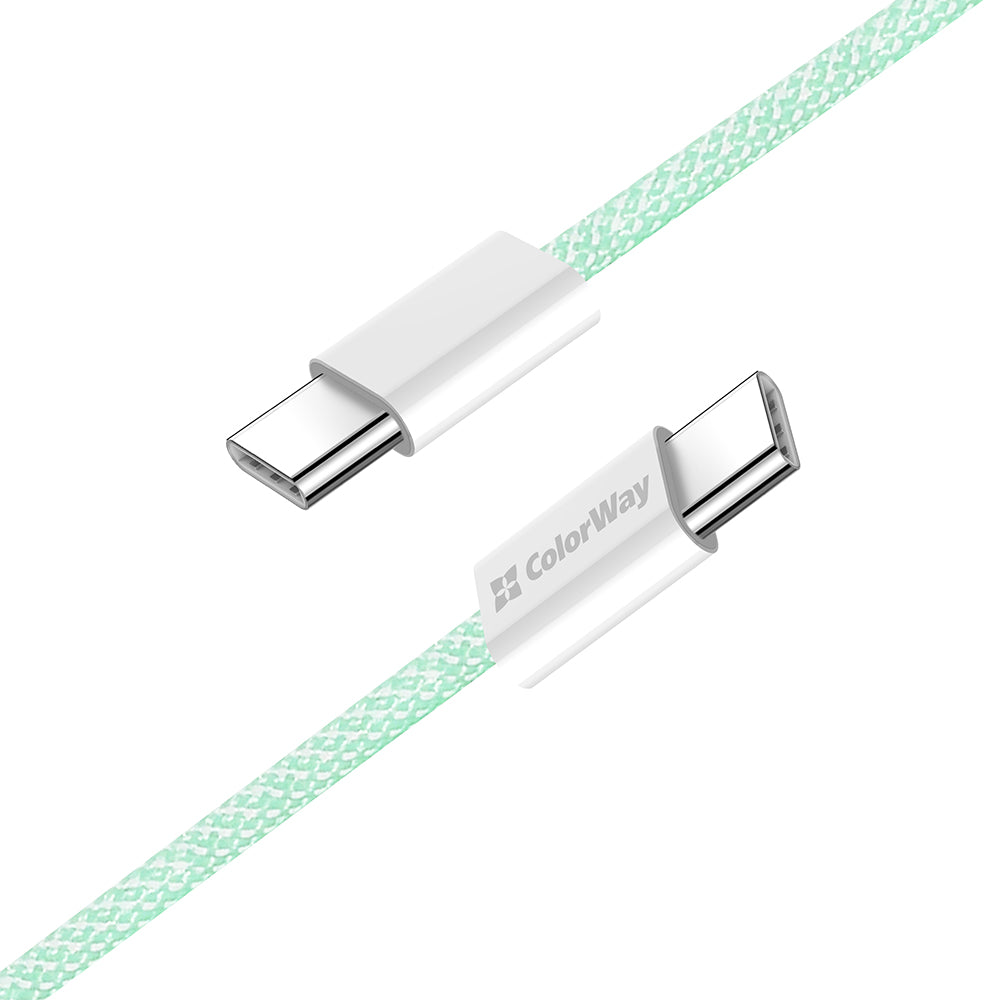Câble de Données et de Charge USB-C - USB-C ColorWay CW-CBPDCC061, 60W, 1m, Vert