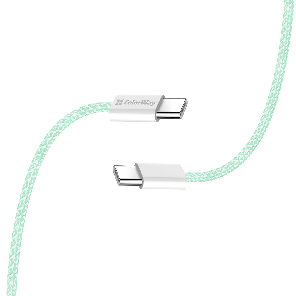 Câble de Données et de Charge USB-C - USB-C ColorWay CW-CBPDCC061, 60W, 1m, Vert