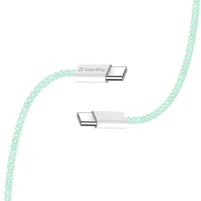 Câble de Données et de Charge USB-C - USB-C ColorWay CW-CBPDCC061, 60W, 1m, Vert