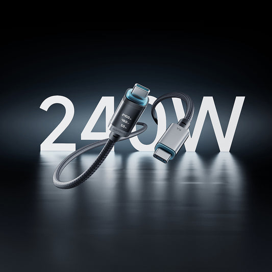 Câble de données et de charge USB-C - USB-C Cuktech CTC620P avec affichage, 240W, 2m, Noir CCTC620POSBK
