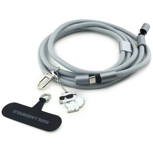 Câble de Données et de Charge USB-C - USB-C Karl Lagerfeld Choupette Charm, 100W, 1.5m, Gris