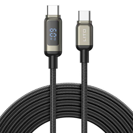 Daten- und Ladekabel USB-C - USB-C Lito LD15 Display, 60W, 1m, Schwarz
