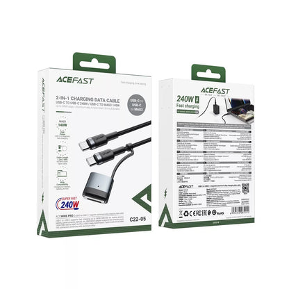 Câble de charge Acefast, USB-C - USB-C / MagSafe 3, 240W, 1.2m, Noir
