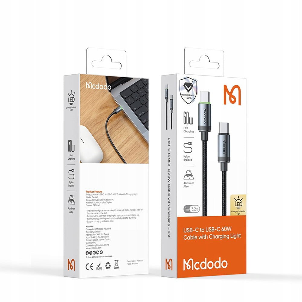 USB-C Data and Charging Cable - USB-C McDodo CA-4410, 60W, 1m, Black