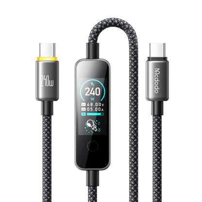 Câble de données et de charge USB-C - USB-C McDodo CA-8750 avec écran, 240W, 1,2m, Noir