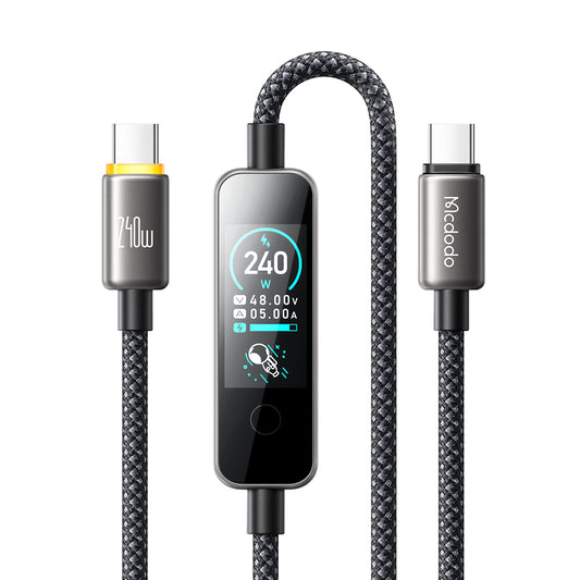 Câble de données et de charge USB-C - USB-C McDodo CA-8750 avec écran, 240W, 1,2m, Noir