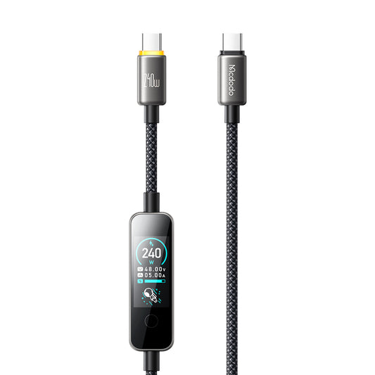 Câble de données et de charge USB-C - USB-C McDodo CA-8750 avec écran, 240W, 1,2m, Noir