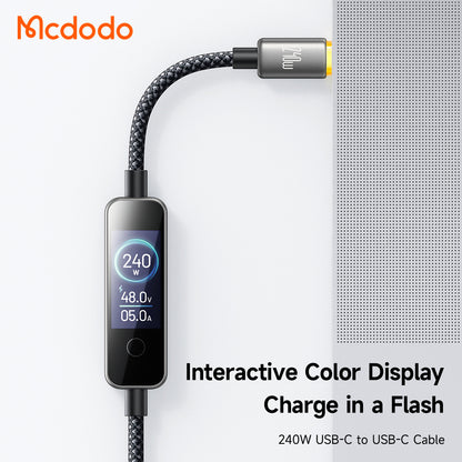 Câble de données et de charge USB-C - USB-C McDodo CA-8750 avec écran, 240W, 1,2m, Noir