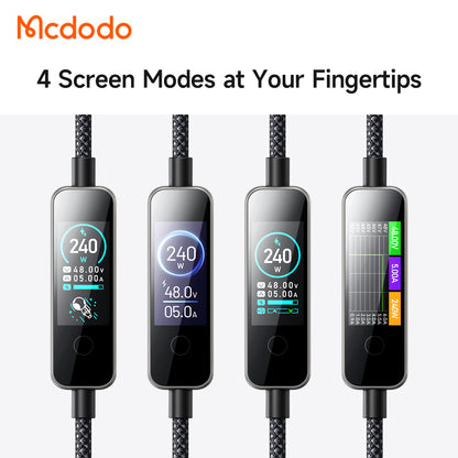 Câble de données et de charge USB-C - USB-C McDodo CA-8750 avec écran, 240W, 1,2m, Noir