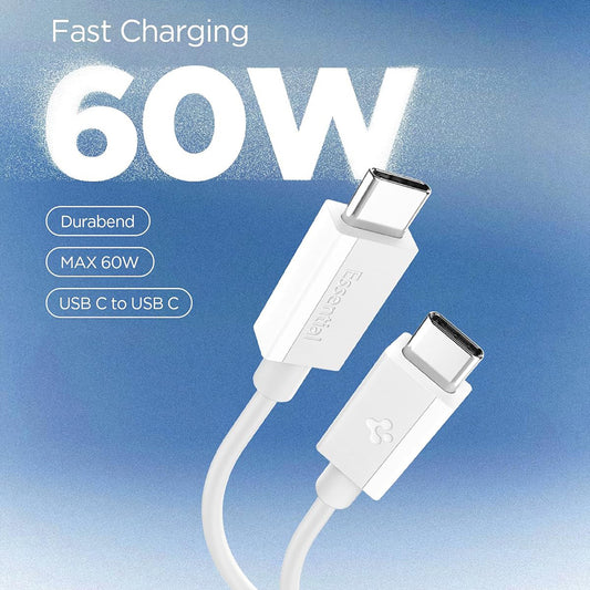 Câble de données et de charge USB-C - USB-C Spigen EB6015CC, 60W, 1,5m, Blanc ACA10416