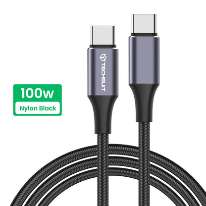 USB-C Data and Charging Cable - USB-C Techsuit PCB018, 100W, 1m, Black