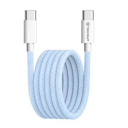 Câble de Données et de Charge USB-C - USB-C Techsuit PCB114D, 60W, 1m, Bleu