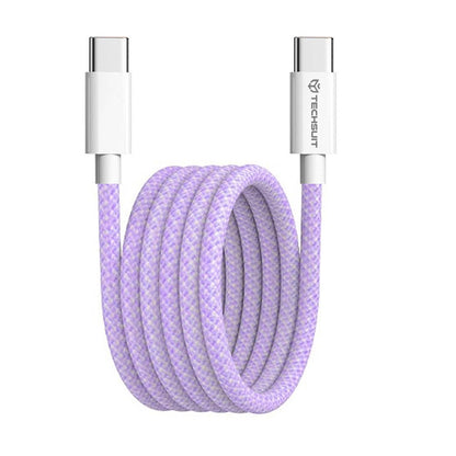 Câble de Données et de Charge USB-C - USB-C Techsuit PCB114D, 60W, 1m, Mauve