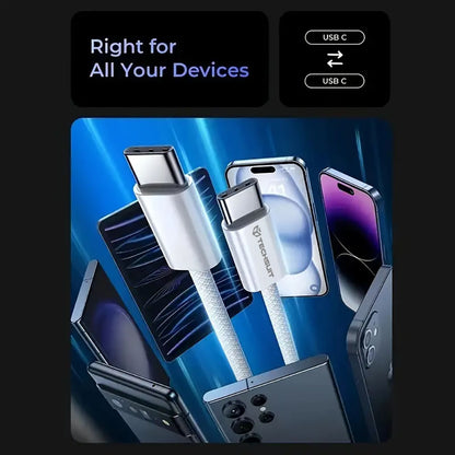 Câble de Données et de Charge USB-C - USB-C Techsuit PCB114D, 60W, 1m, Mauve