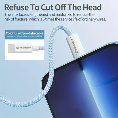 Câble de Données et de Charge USB-C - USB-C Techsuit PCB114D, 60W, 1m, Noir