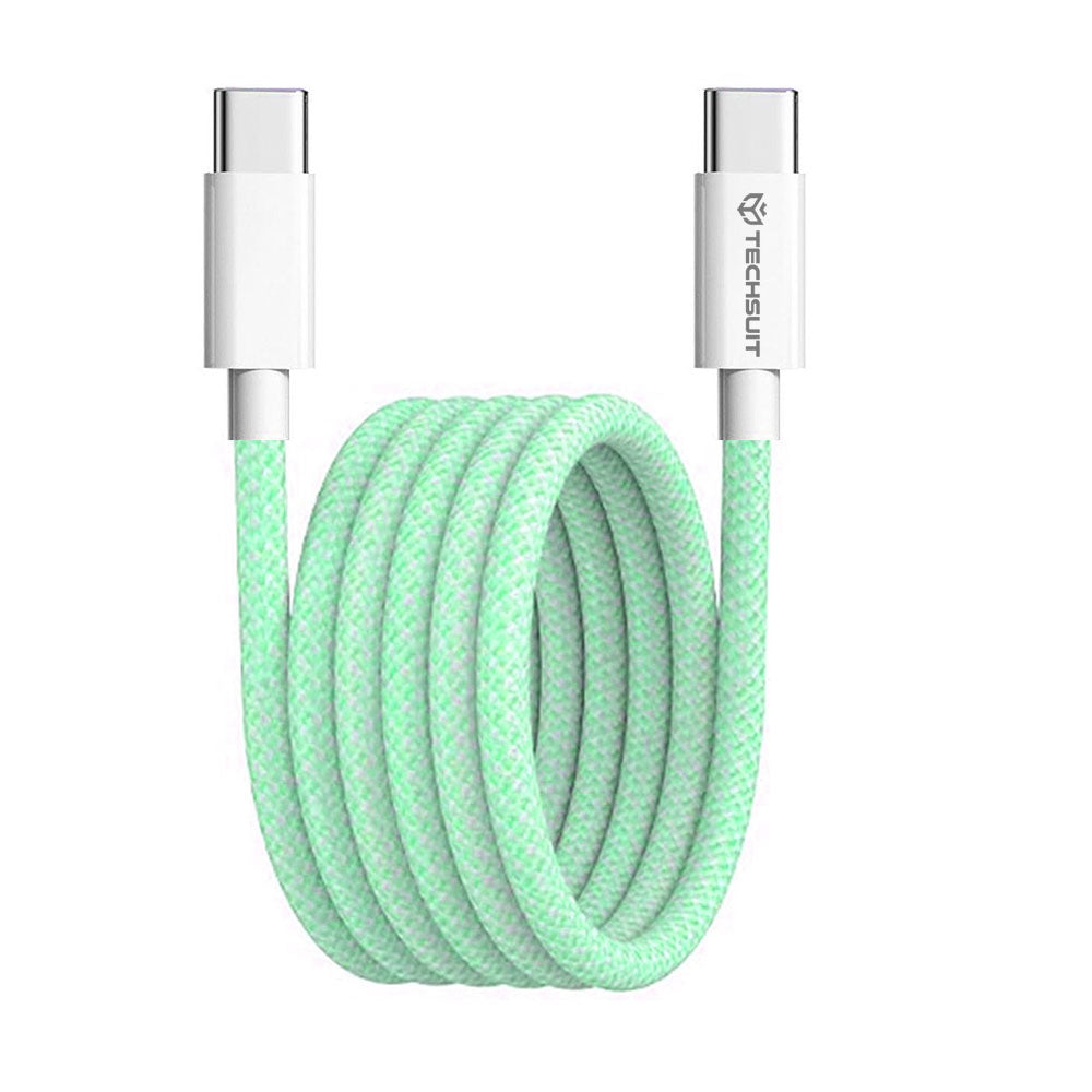 Câble de Données et de Charge USB-C - USB-C Techsuit PCB114D, 60W, 1m, Vert