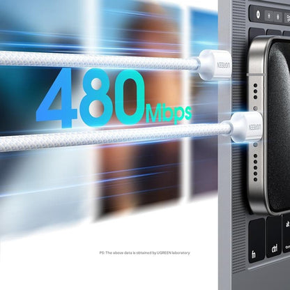 Câble de Données et de Charge USB-C - USB-C UGREEN L502, 100W, 1m, Gris