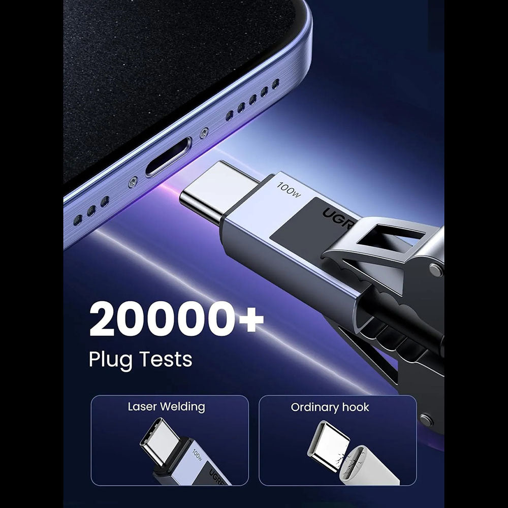 Câble de Données et de Charge USB-C - USB-C UGREEN L512, 100W, 1m, Gris