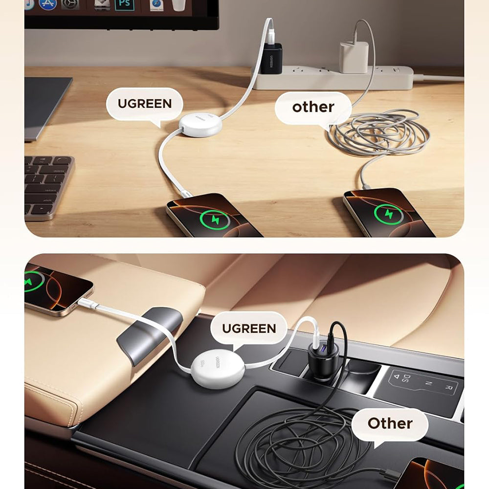 Câble de Données et de Charge USB-C - USB-C UGREEN L531, 100W, 1m, Blanc