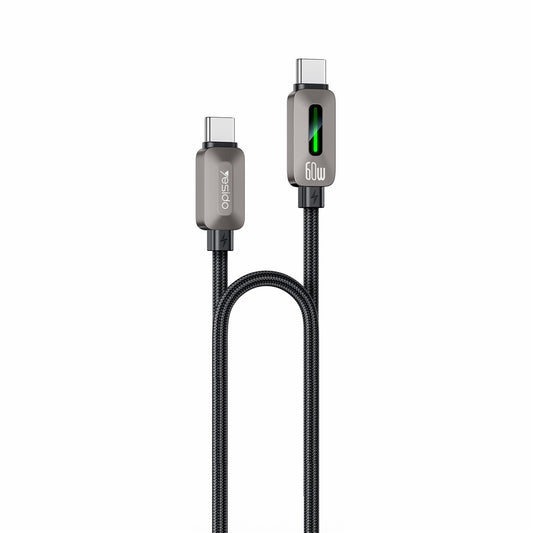 Câble de données et de charge USB-C - USB-C Yesido CA198, 60W, 1,2m, Noir