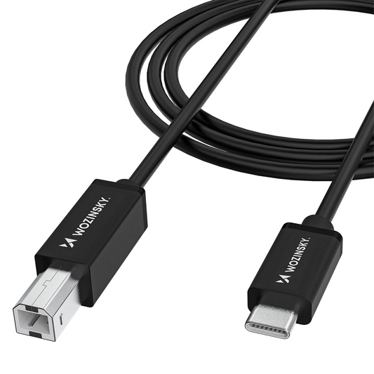 Druckerkabel WZK WKDDY2S, USB-C - USB-B, 2m, Schwarz