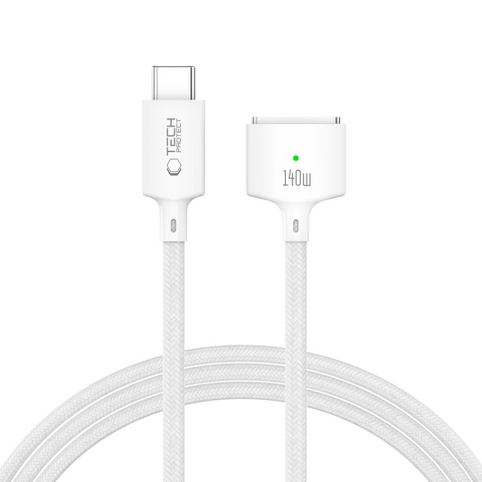Câble de charge Tech-Protect MMC01 Ultraboost, USB-C - MagSafe 3, 140W, 2m, Blanc
