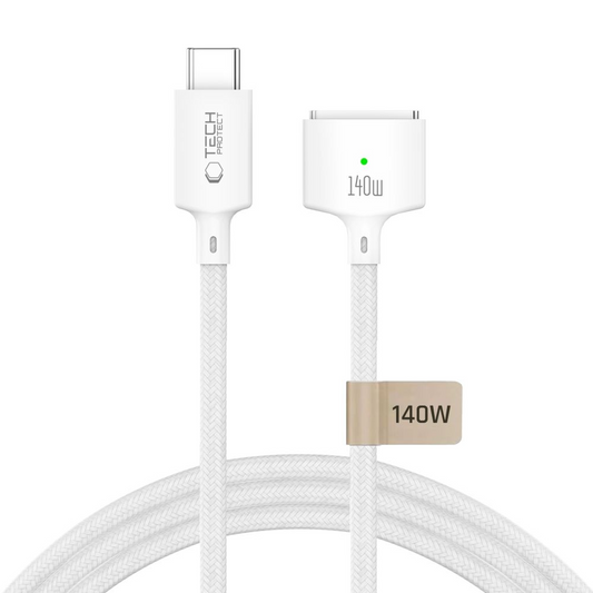 Câble de charge Tech-Protect MMC01 Ultraboost, USB-C - MagSafe 3, 140W, 3m, Blanc