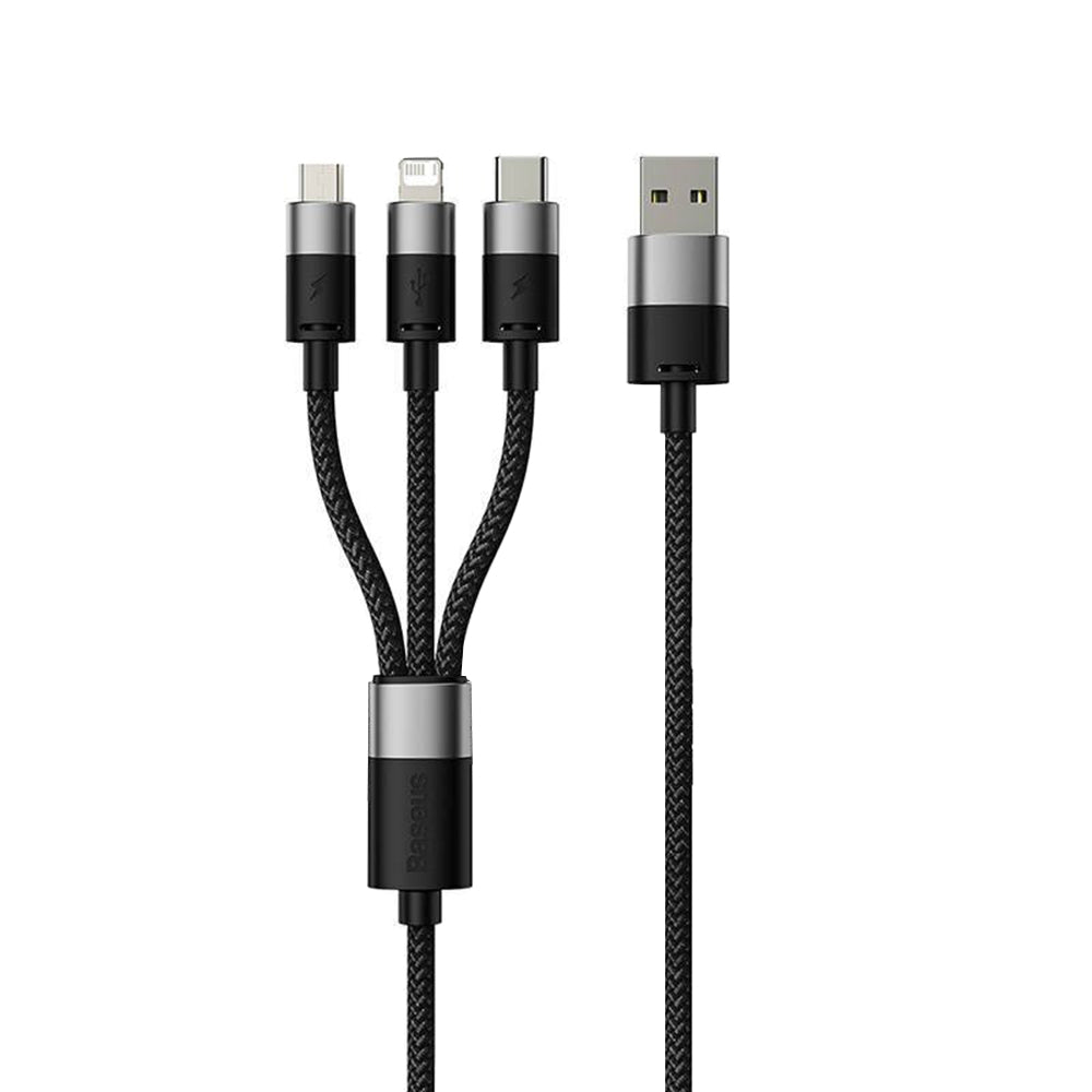Câble de charge USB-A - Lightning / microUSB / USB-C Baseus StarSpeed 3in1, 20W, 0.6m, Noir P10319900111-00