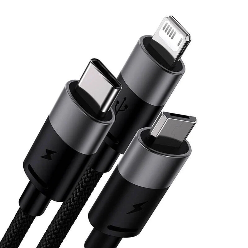Câble de charge USB-A - Lightning / microUSB / USB-C Baseus StarSpeed 3in1, 20W, 0.6m, Noir P10319900111-00