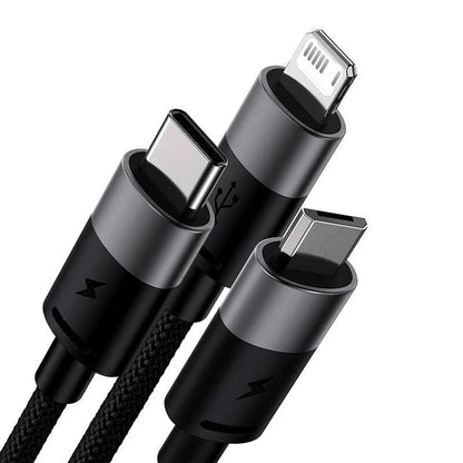 Câble de charge USB-A - Lightning / microUSB / USB-C Baseus StarSpeed 3in1, 20W, 0.6m, Noir P10319900111-00