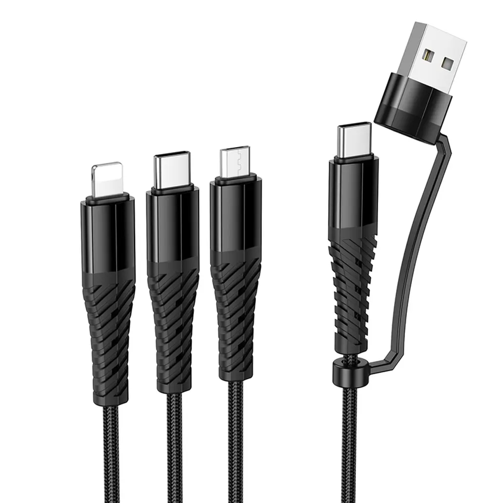 Câble de charge USB-A / USB-C - Lightning / microUSB / USB-C HOCO X123 3en1, 18W, 1m, Noir