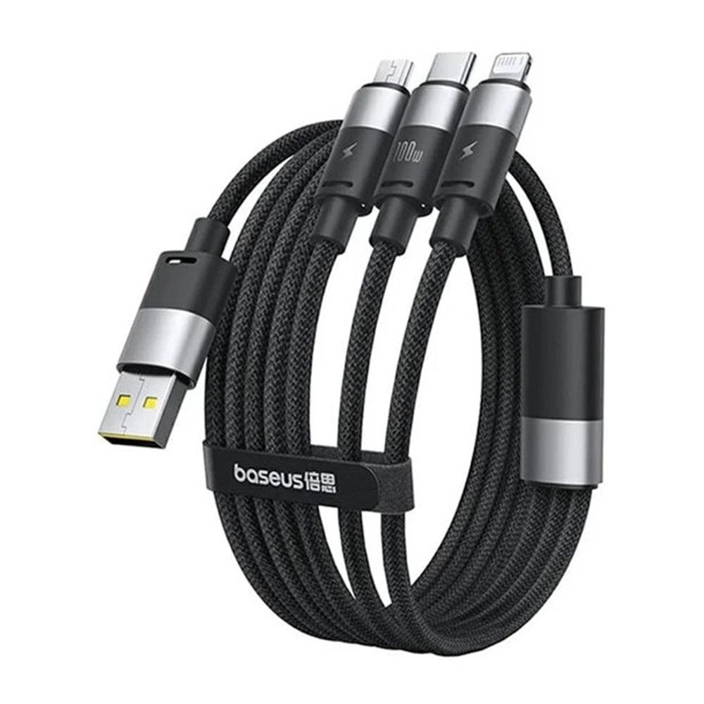 USB-A - Lightning / microUSB / USB-C Baseus StarSpeed 3in1 Ladekabel, 100W, 1,5m, Schwarz P10319900111-01