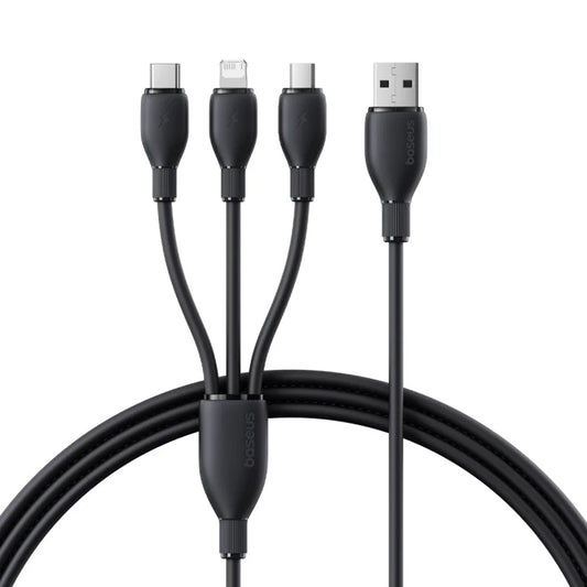 Ladekabel USB-A - Lightning / microUSB / USB-C Baseus Ultra Fast 3in1, 18W, 1.3m, Schwarz P10376303121-00