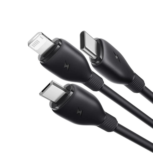 Ladekabel USB-A - Lightning / microUSB / USB-C Baseus Ultra Fast 3in1, 18W, 1.3m, Schwarz P10376303121-00