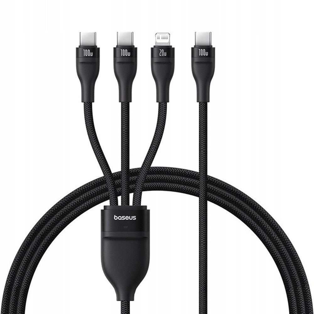 USB-C - Lightning Ladekabel / 2 x USB-C Baseus Flash Series III 3in1, 100W, 1,5m, Schwarz P10377502111-00
