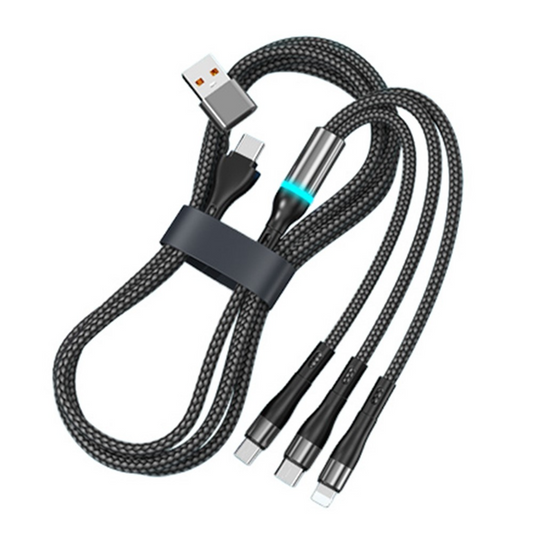USB-C / USB-A Ladekabel - Lightning / microUSB / USB-C OEM B6, 100W, 1,2m, Schwarz